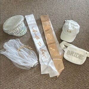 Bride To Be Accessories Set - White and Rose Gold